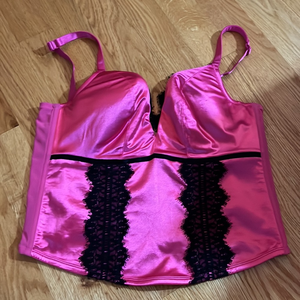 Pink boned cacique bustier - size 18/20